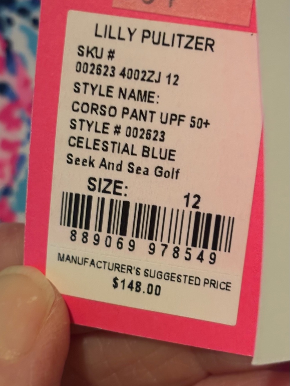 Lilly Pulitzer Celestial Blue Corso UPF 50+ Seek & Sea Golf pant - Picture 2 of 2